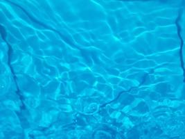 desenfoque borroso transparente color azul claro agua tranquila textura superficial con salpicaduras y burbujas. fondo de naturaleza abstracta de moda. ondas de agua a la luz del sol. fondo de agua azul. foto