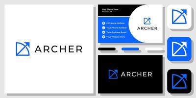 Archer Square Modern Simple Arrow Up Success Forward Icon Logo Design with Business Card Template vector