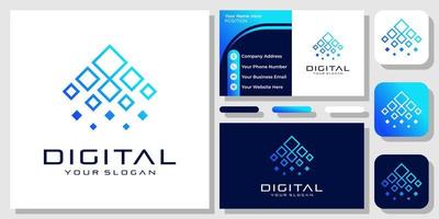 Technology Digital Data Network Up Growth Innovation Modern Logo Design with Business Card Template vector