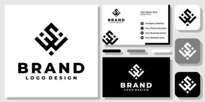 Initials Letters WS SW Geometric Modern Simple Monogram Logo Design with Business Card Template vector