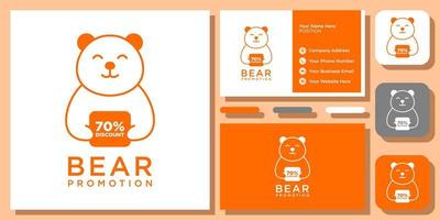 Simple Bear Promotion Discount Animal Wildlife Happy Modern Logo Design with Business Card Template vector