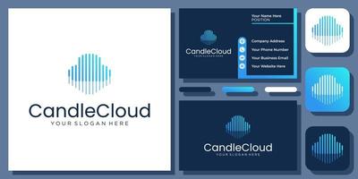 Abstract Cloud Data Technology Connection Stripe Line Communication Storage Logo Design with Business Card vector