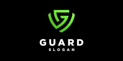 letra inicial g escudo guardia de seguridad protección seguro proteger vector logo diseño
