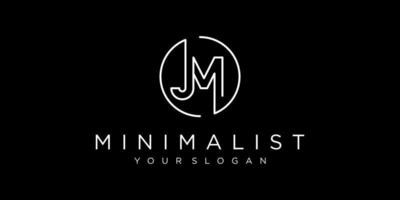 Initials Letter JM or J M Minimalist Simple Line Circle Shape Clean Monogram Vector Logo Design