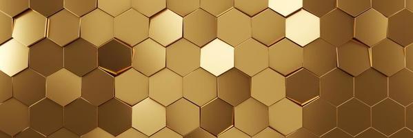 fondo de textura hexagonal de oro futurista. representación 3d foto