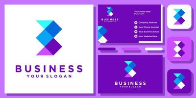 Initial Letter B Monogram Abstract Colorful Modern Simple Logo Design with Business Card Template vector