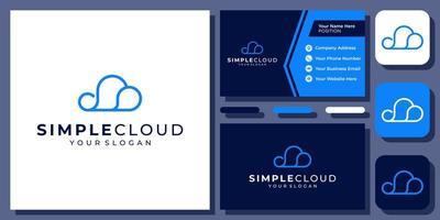 conexión de almacenamiento de tecnología de esquema de cielo de nube simple conectar diseño de logotipo vectorial con tarjeta de visita vector