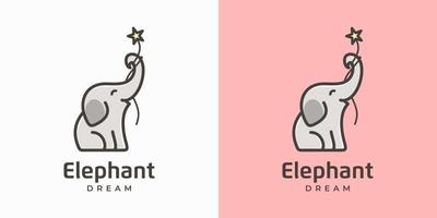 Illustration Cute Elephant Cartoon Character Animal Funny Vector Logo Design