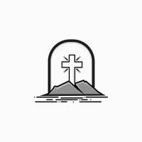 Cross in mountain vector design template