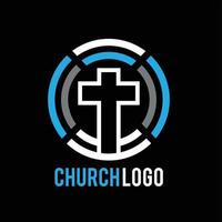 logotipo cruzado en círculo para el símbolo de la iglesia cristiana vector