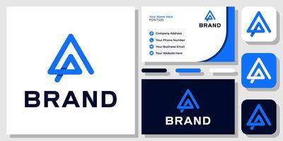 Initials Letters AP PA Triangle Blue Rounded Shadow Modern Logo Design with Business Card Template vector