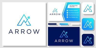 Initial Letter A Arrow Growth Up Success Modern Simple Icon Logo Design with Business Card Template vector