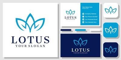 Lotus Flower Plant Nature Beauty Floral Leaf Blossom Organic Logo Design with Business Card Template vector