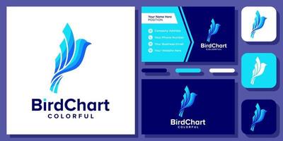 Bird Chart Animal Growth Graph Business Colorful Silhouette Vector Logo Design with Business Card