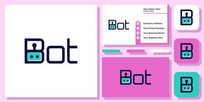 Initial Letter B Robot Bot Cyborg Machine Smart Artificial Intelligence Logo Design with Business Card Template