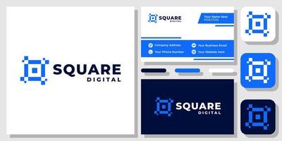 Square Box Digital Technology Solution Connect Modern Icon Logo Design with Business Card Template vector