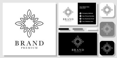 Leaf Ornate Floral Ornament Beauty Plant Flower Nature Luxury Logo Design with Business Card Template vector
