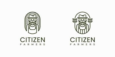 agricultor granja agricultura gente cosecha hombre sombrero rancho rural naturaleza agricultura rural vector logo diseño
