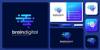 Brain Connection Connect Technology Digital Science Human Innovation Smart Mind Vector Logo Design with Business Card