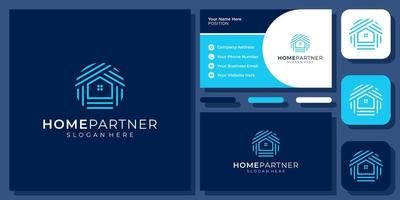 Circle Home Simple House Abstract Building Real Estate Minimal Vector Logo Design with Business Card