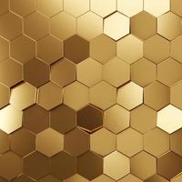 fondo de textura hexagonal de oro futurista. representación 3d foto