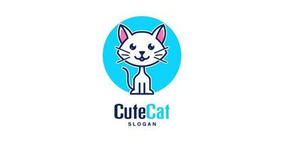 lindo gato dibujos animados ilustración animal mascota gatito carácter gracioso gatito maullido mascota vector logo diseño