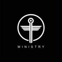 Ministry logo design with cross design concept in circle vector