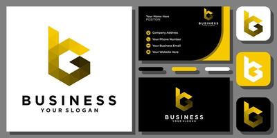 Initials Letters GB BG Geometric Hexagon Monogram Modern Logo Design with Business Card Template vector