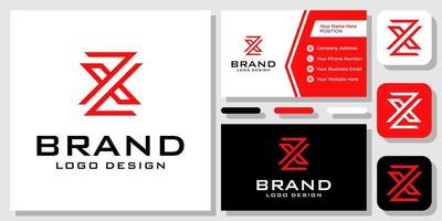 Initials Letters ZX XZ Monogram Modern Red Icon Logo Design with Business Card Template vector