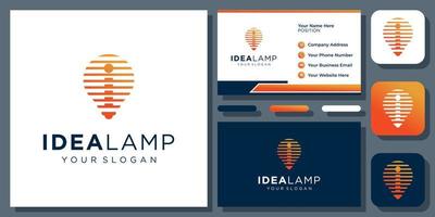 Initial Letter I Light Bulb Lamp Idea Electric Creative Innovation Vector Logo Design with Business Card