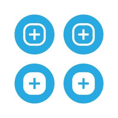 Social media elements. Add, cross, plus icon vector on circle button