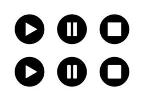 Play, pause, and stop icon vector on circle button