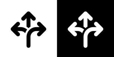 Three-way direction arrow icon vector in round shape style