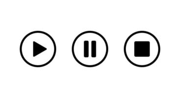 Play, pause, and stop icon vector in circle line button