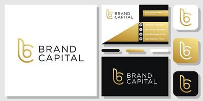 Initials Letters BC CB Gold Luxury Elegant Simple Line Modern Logo Design with Business Card Template vector