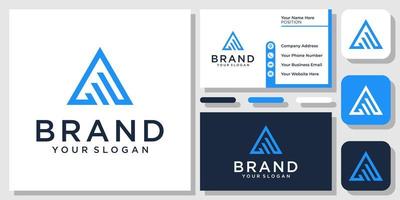 Initial Letter A Triangle Growth Graph Up Chart Business Icon Logo Design with Business Card Template vector