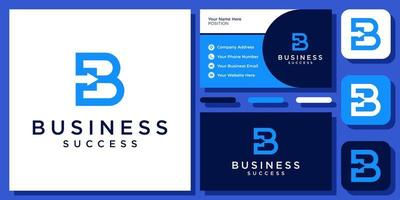 Initial Letter B Arrow Success Forward Modern Simple Monogram Logo Design with Business Card Template vector