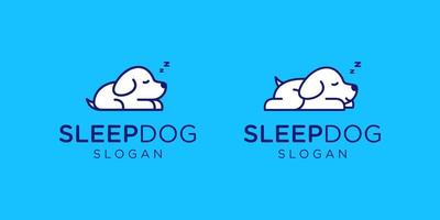 ilustración dormir perro perezoso cachorro animal descanso lindo personaje de dibujos animados vector logo diseño