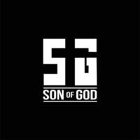 Initial SG or son of God logo with negative space cross symbol for the christian community vector