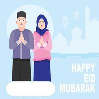 Happy eid mubarak design template. Moeslem vector and illustration