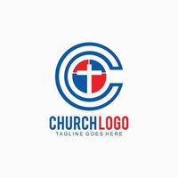 Cross logo for christian community design vector