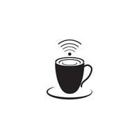 Coffee cup with WiFi vector icon logo.