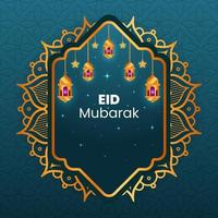 Eid Mubarak Islamic Ornament with Decorative Islamic Mandala Background Design. vector