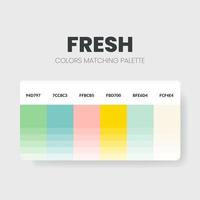 Fresh color matching palettes or color schemes are trends combinations and palette guides this year table color shades in RGB or HEX. A color swatch for a fresh fashion, home, or interior set design vector