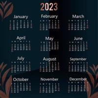 2023 Year Calendar Template. vector