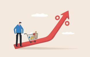 Economic crisis, Rising commodity prices.Crisis and rising commodity prices concept. High inflation affects the price of goods in the world market. vector