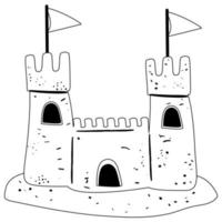 castillo de arena garabato dibujado a mano vector