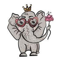 Elephant in the crown holding a flower vector