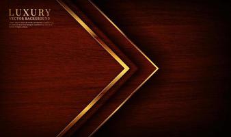 3D brown luxury arrow shape background overlap layer on dark space with wood texture effect decoration. Graphic design element elegant style concept for banner, flyer, card, cover, or landing page vector