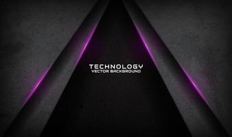 3D black techno abstract background overlap layer on dark space with purple light effect decoration. Graphic design element dirty style concept for banner flyer, card, brochure cover, or landing page